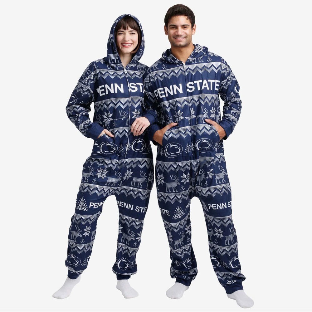 Penn State Nittany Lions Ugly Pattern One Piece Pajamas Medium